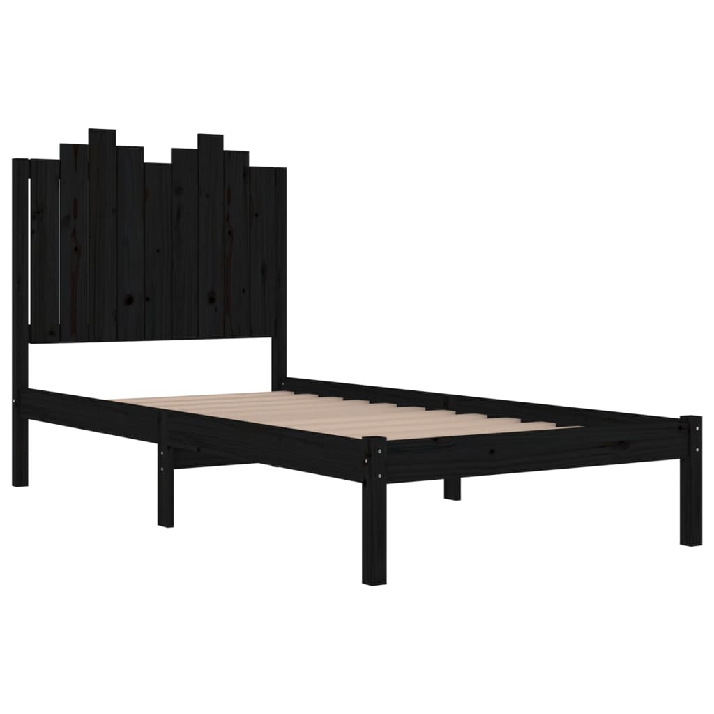 Bed Frame without Mattress Black Solid Wood Small Single