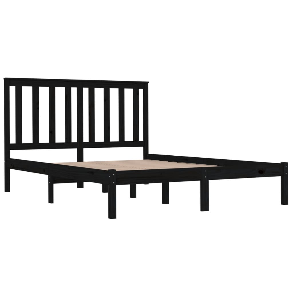 3103827 vidaXL Bed Frame without Mattress Black Solid Wood 140x190 cm (810001+818524)