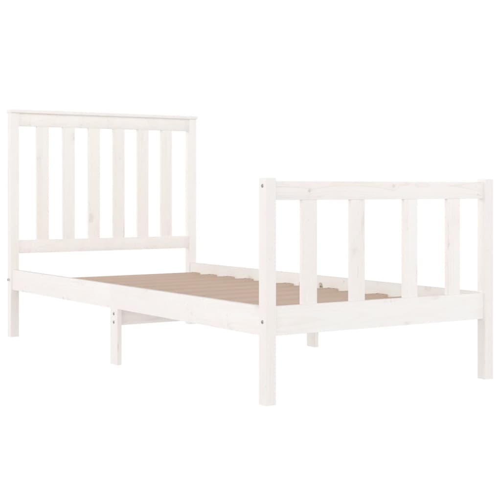 Bed Frame without Mattress White Solid Wood Small Single