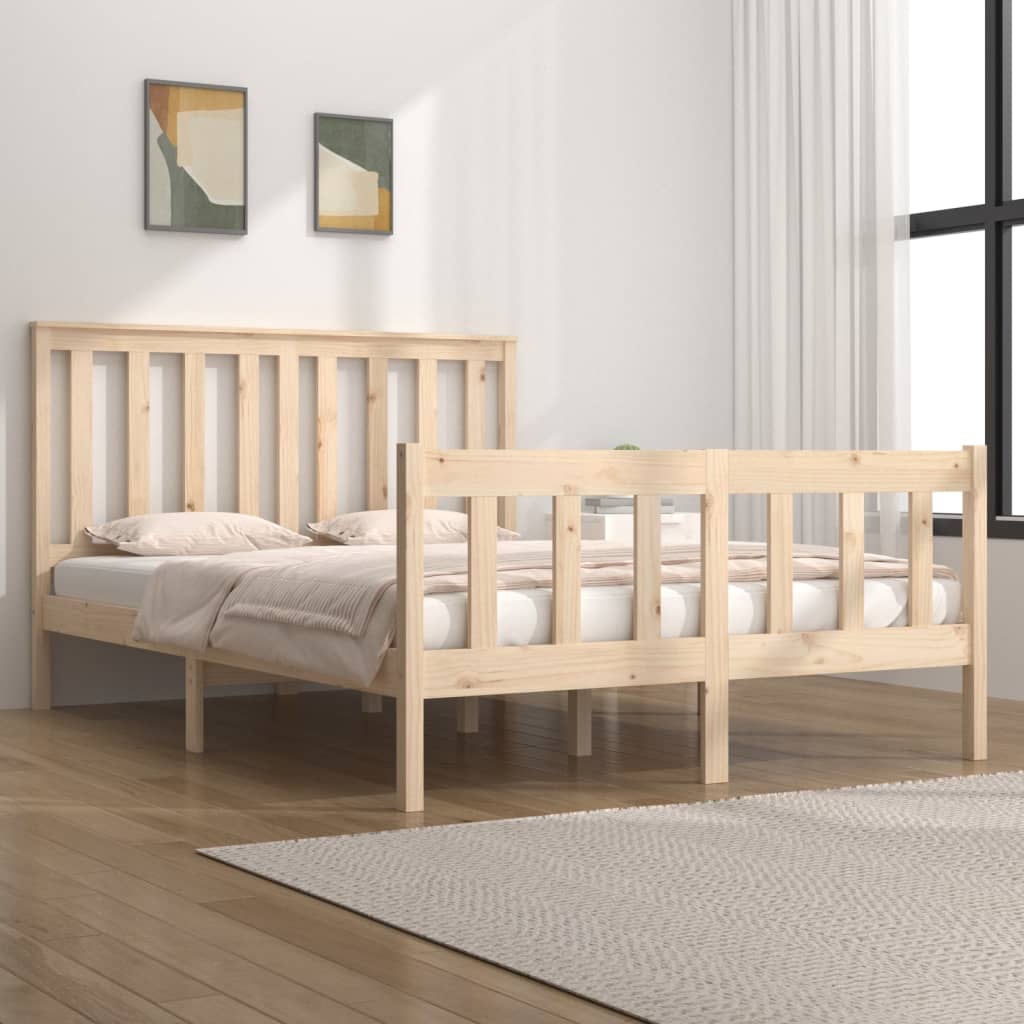 Bed Frame without Mattress Solid Wood Double