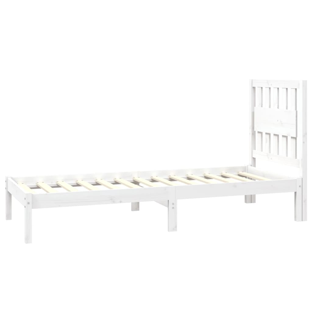 Bed Frame without Mattress White Solid Wood Small Single
