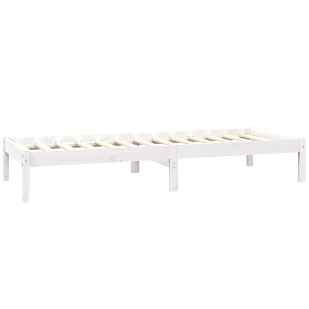 Bed Frame without Mattress White Solid Wood Small Single