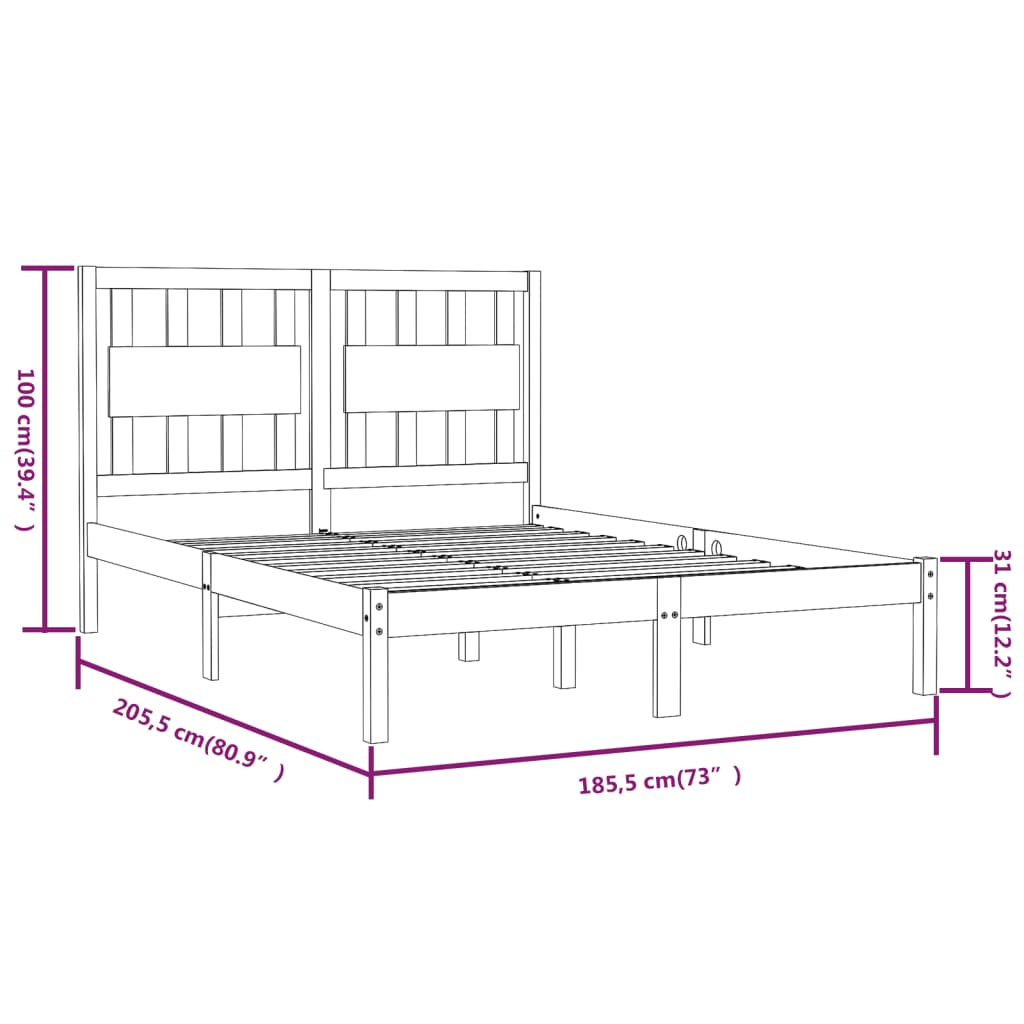 Bed Frame without Mattress Solid Wood Super King