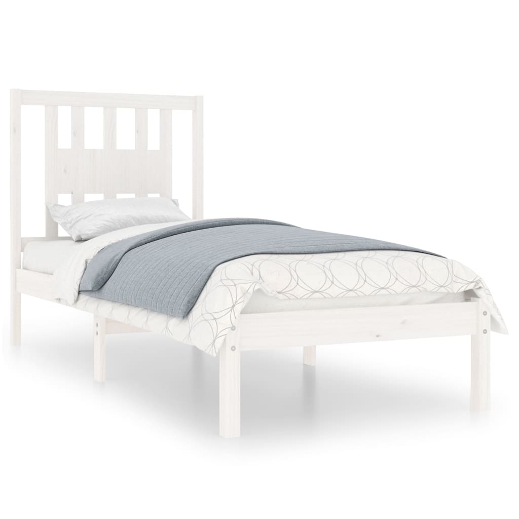 Bed Frame without Mattress White Solid Wood Single