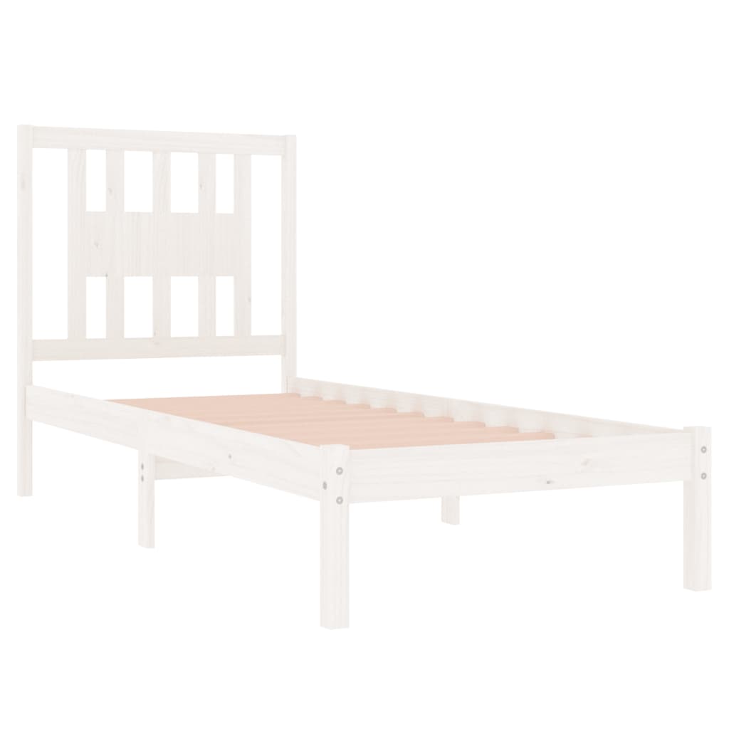 Bed Frame without Mattress White Solid Wood Single