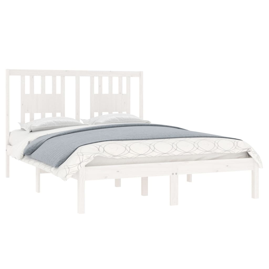 Bed Frame without Mattress White Solid Wood Small Double