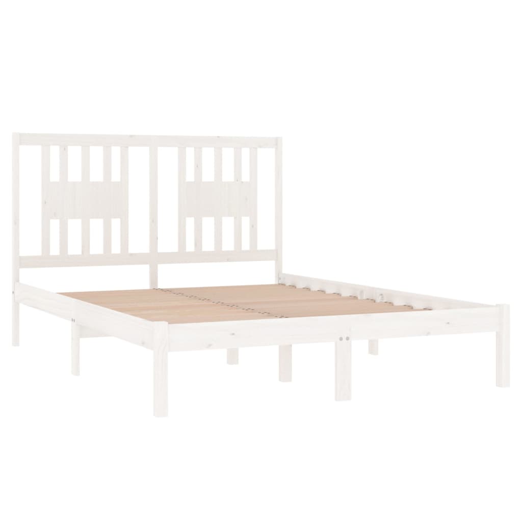 Bed Frame without Mattress White Solid Wood Small Double