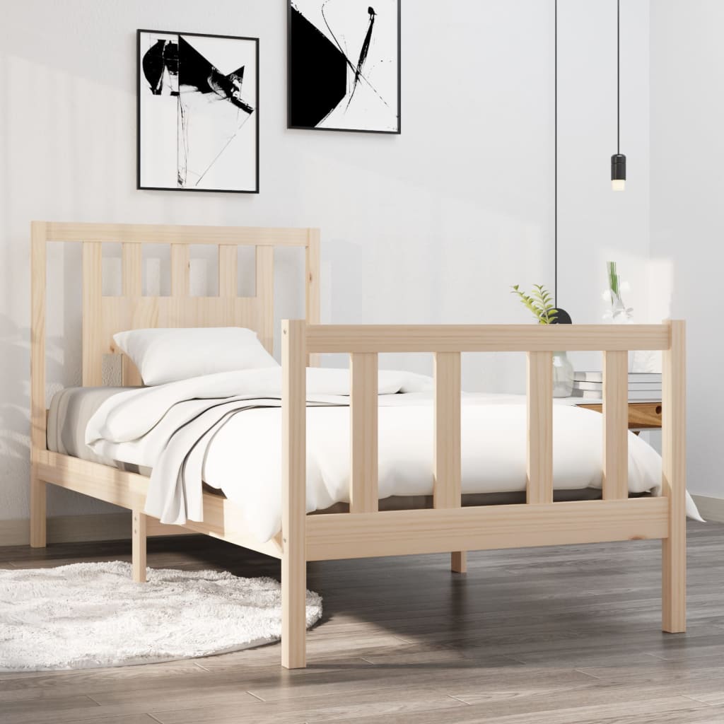 Bed Frame without Mattress Solid Wood 90x190 cm Single Single