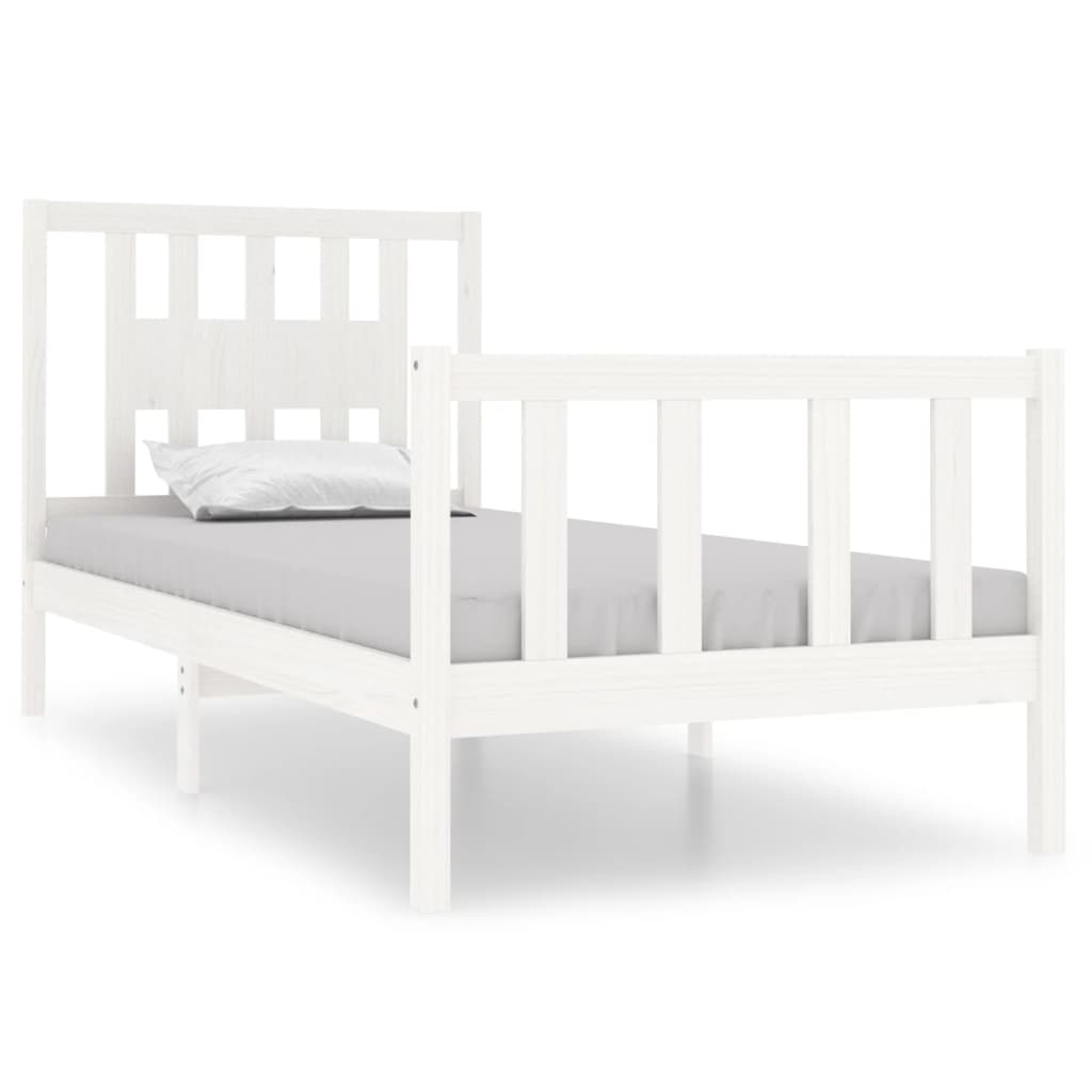 Bed Frame without Mattress White Solid Wood 90x190 cm Single Single