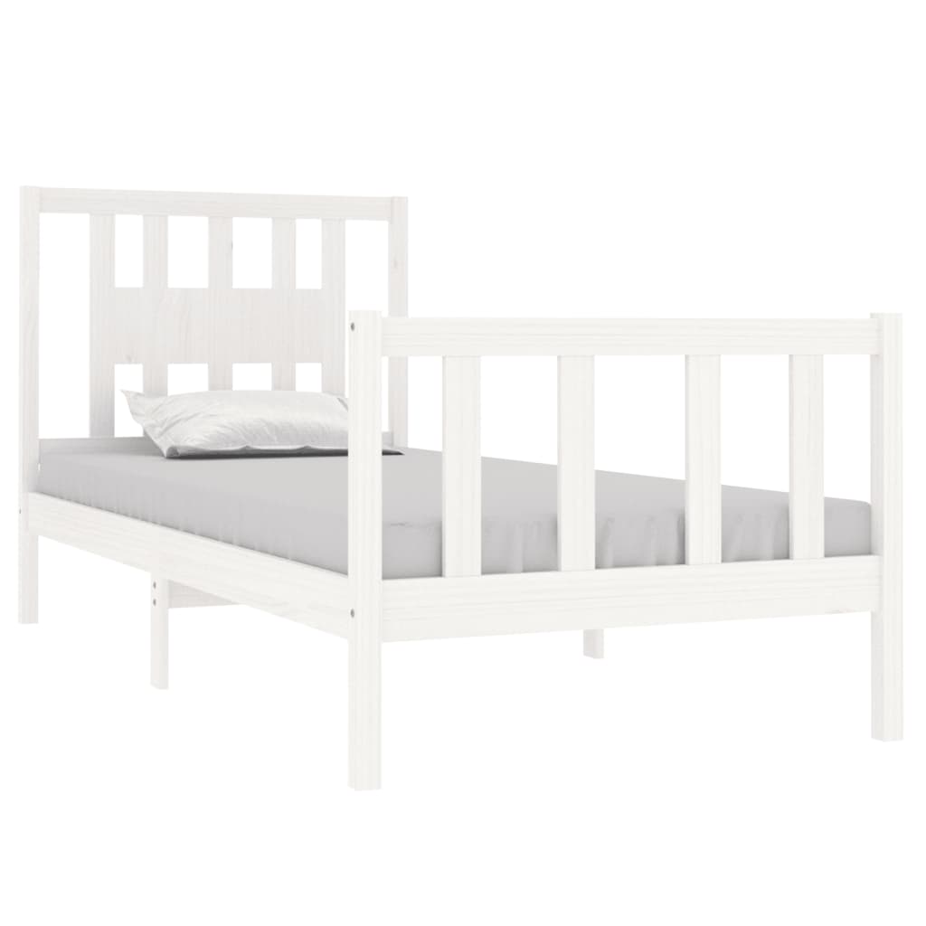Bed Frame without Mattress White Solid Wood 90x190 cm Single Single