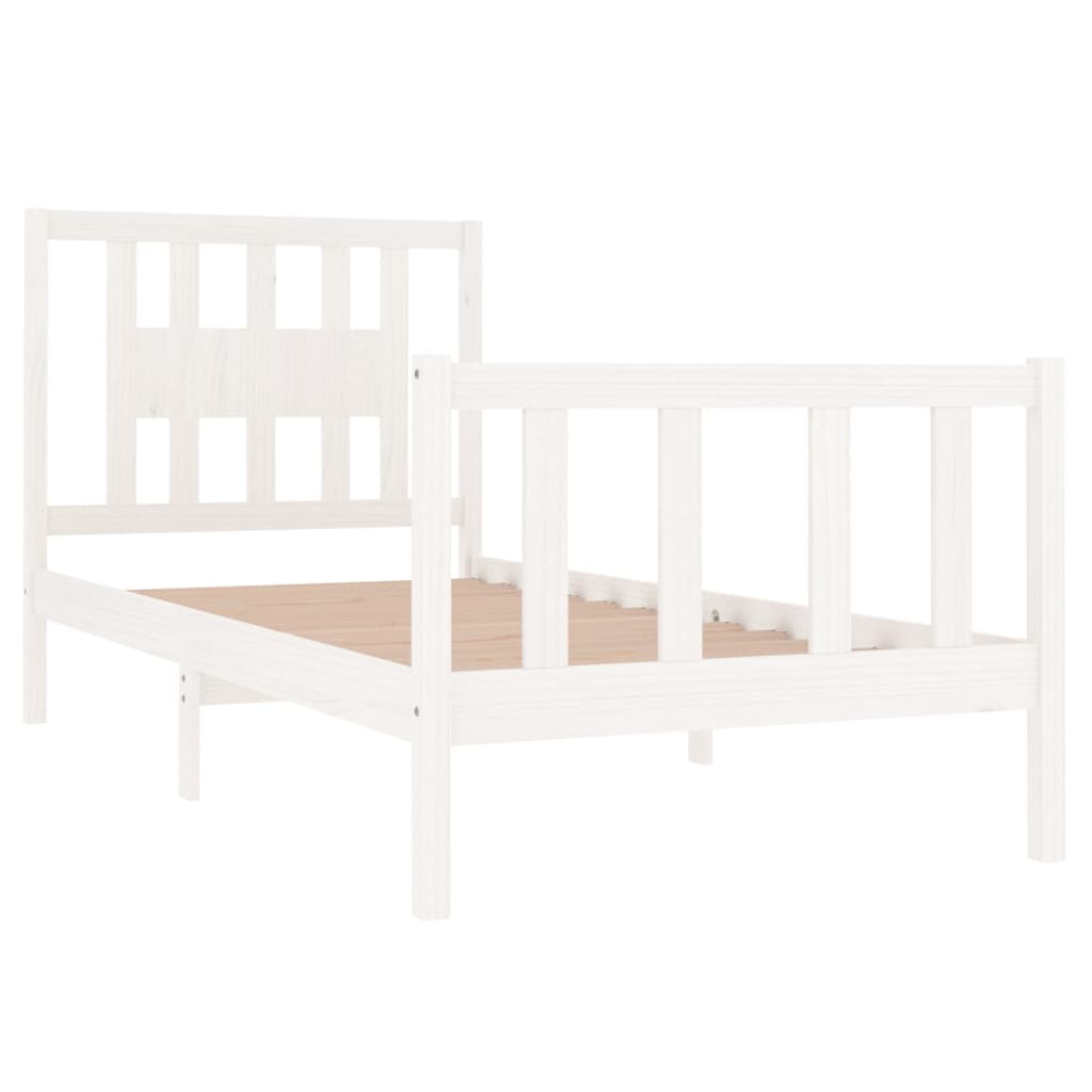 Bed Frame without Mattress White Solid Wood 90x190 cm Single Single