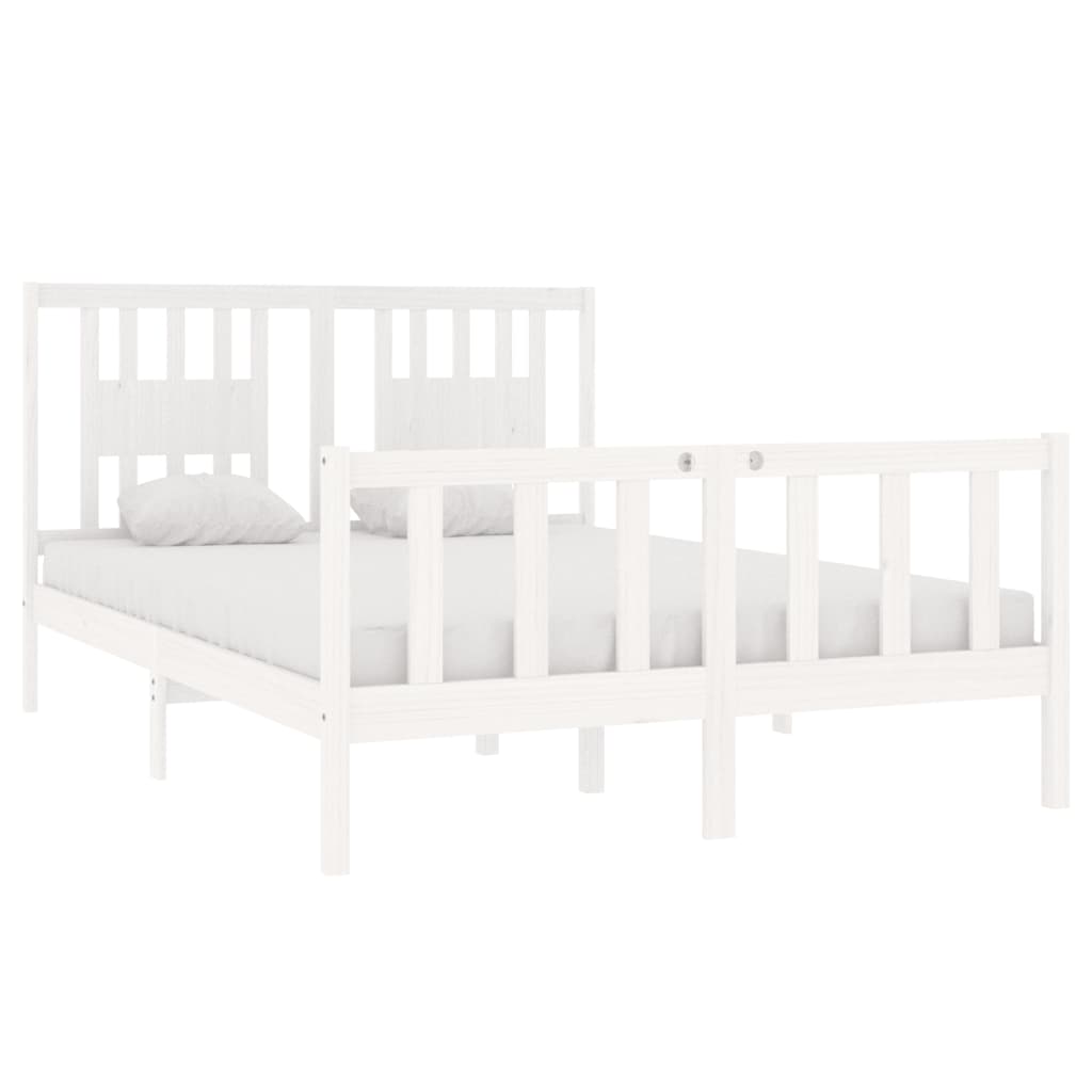 Bed Frame without Mattress White 135x190 cm Double Solid Wood