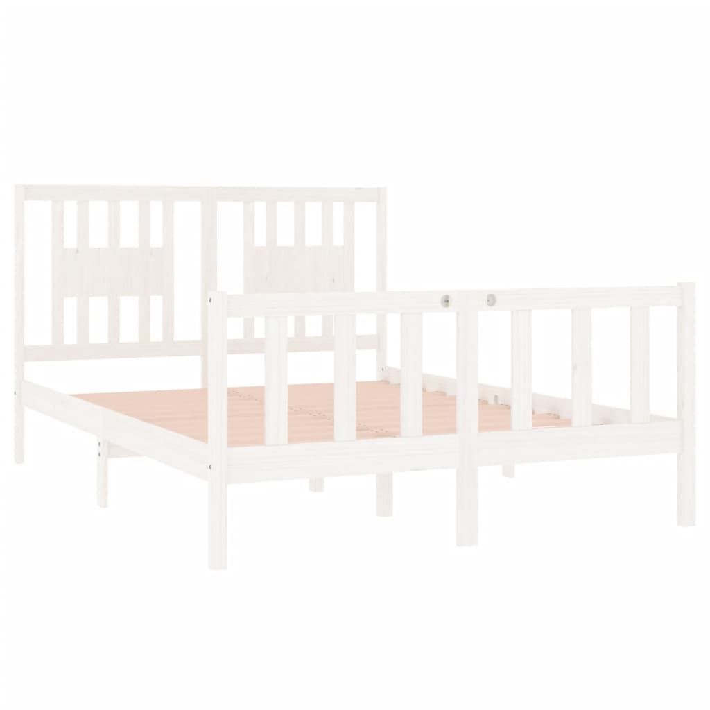 Bed Frame without Mattress White 135x190 cm Double Solid Wood