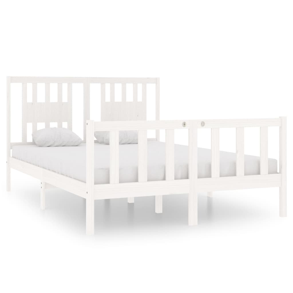Bed Frame without Mattress White 140x190 cm Solid Wood
