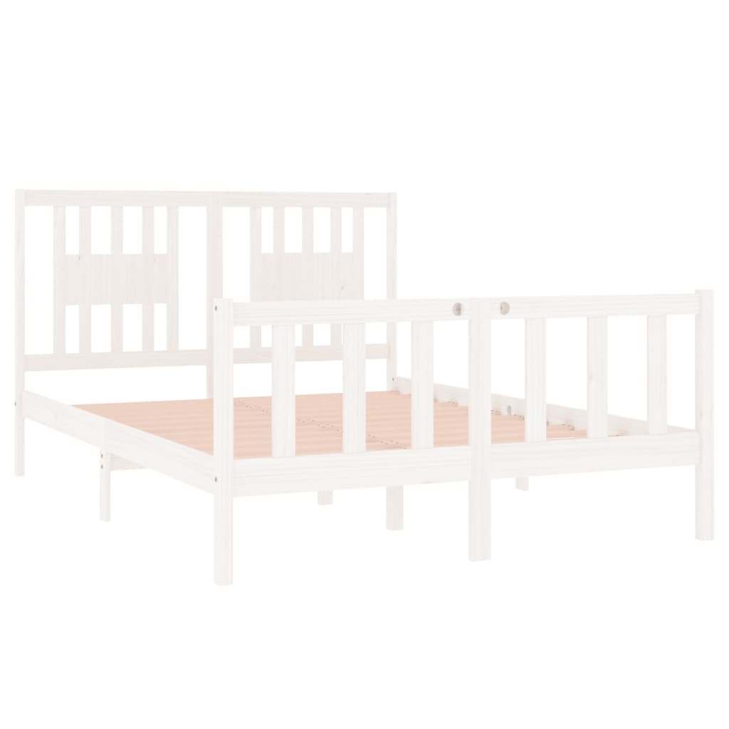 Bed Frame without Mattress White 140x190 cm Solid Wood