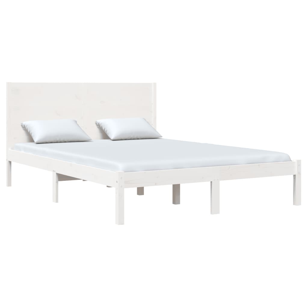 Bed Frame without Mattress White 140x190 cm Solid Wood Pine