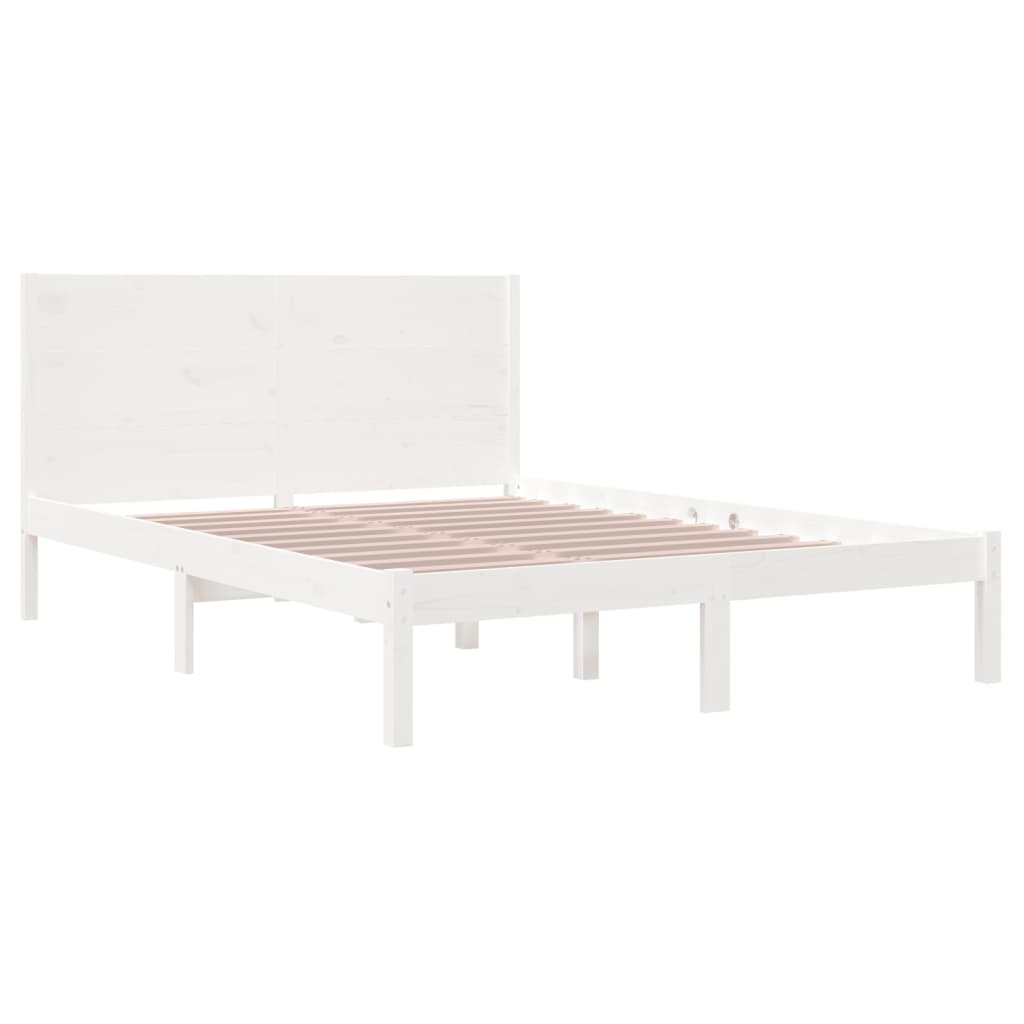Bed Frame without Mattress White 140x190 cm Solid Wood Pine