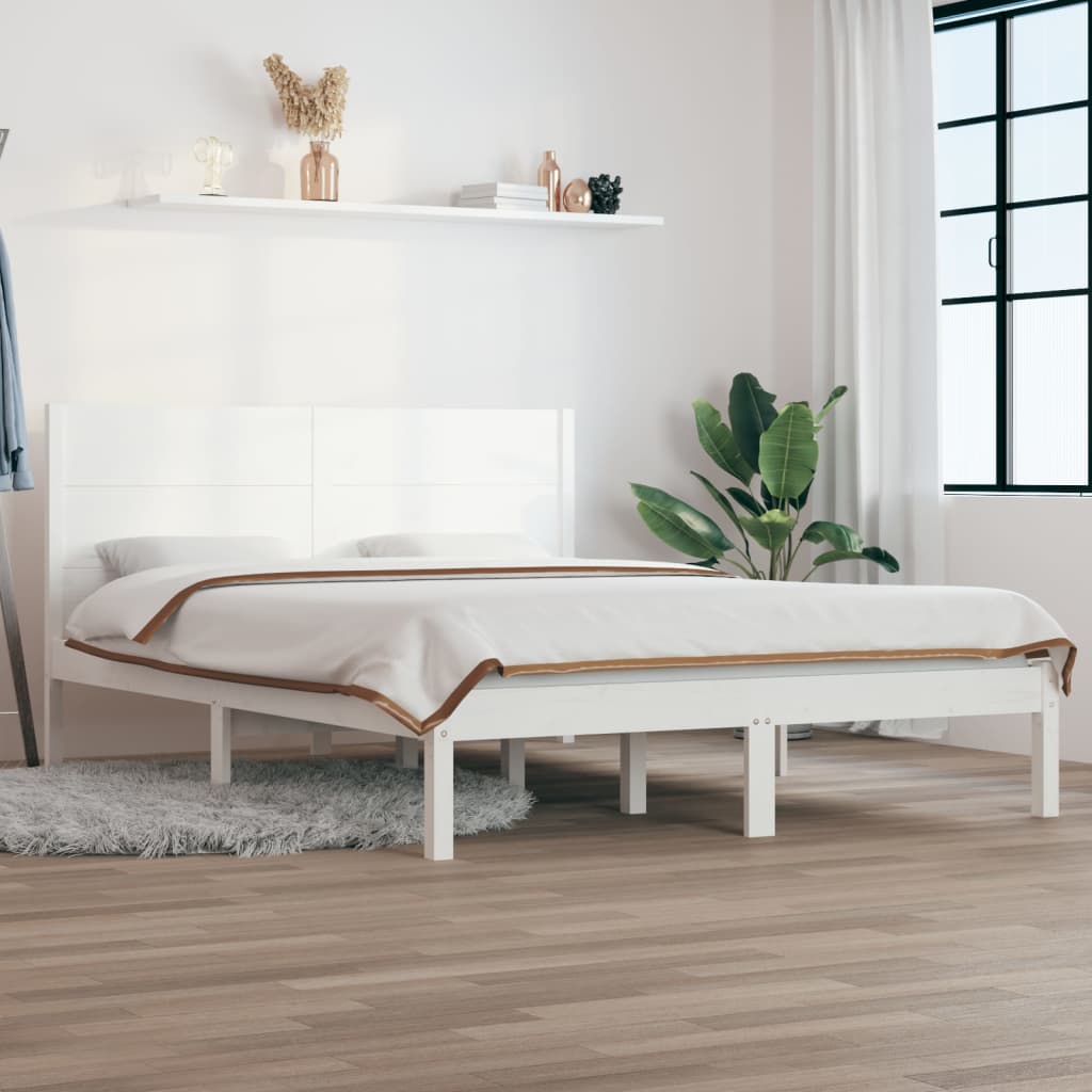 Bed Frame without Mattress White 140x200 cm Solid Wood Pine