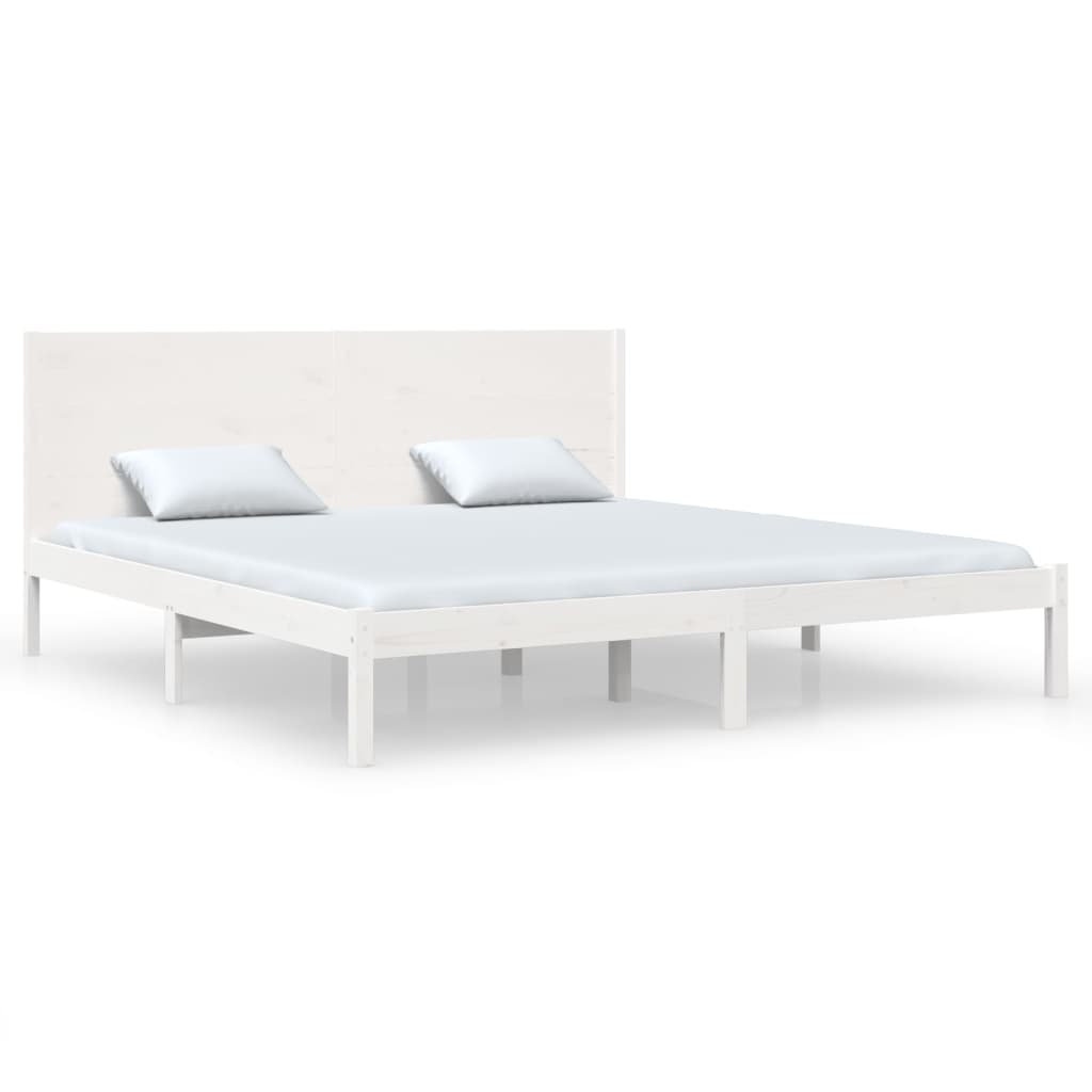 Bed Frame without Mattress White 200x200 cm Solid Wood Pine