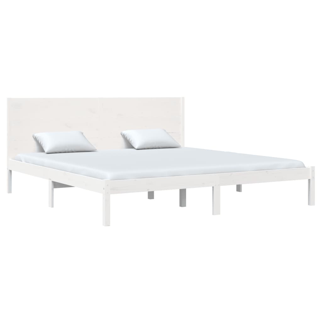 Bed Frame without Mattress White 200x200 cm Solid Wood Pine