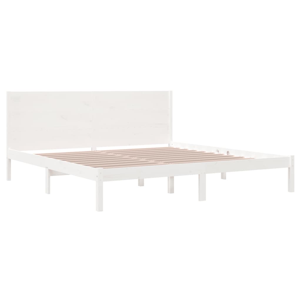 Bed Frame without Mattress White 200x200 cm Solid Wood Pine