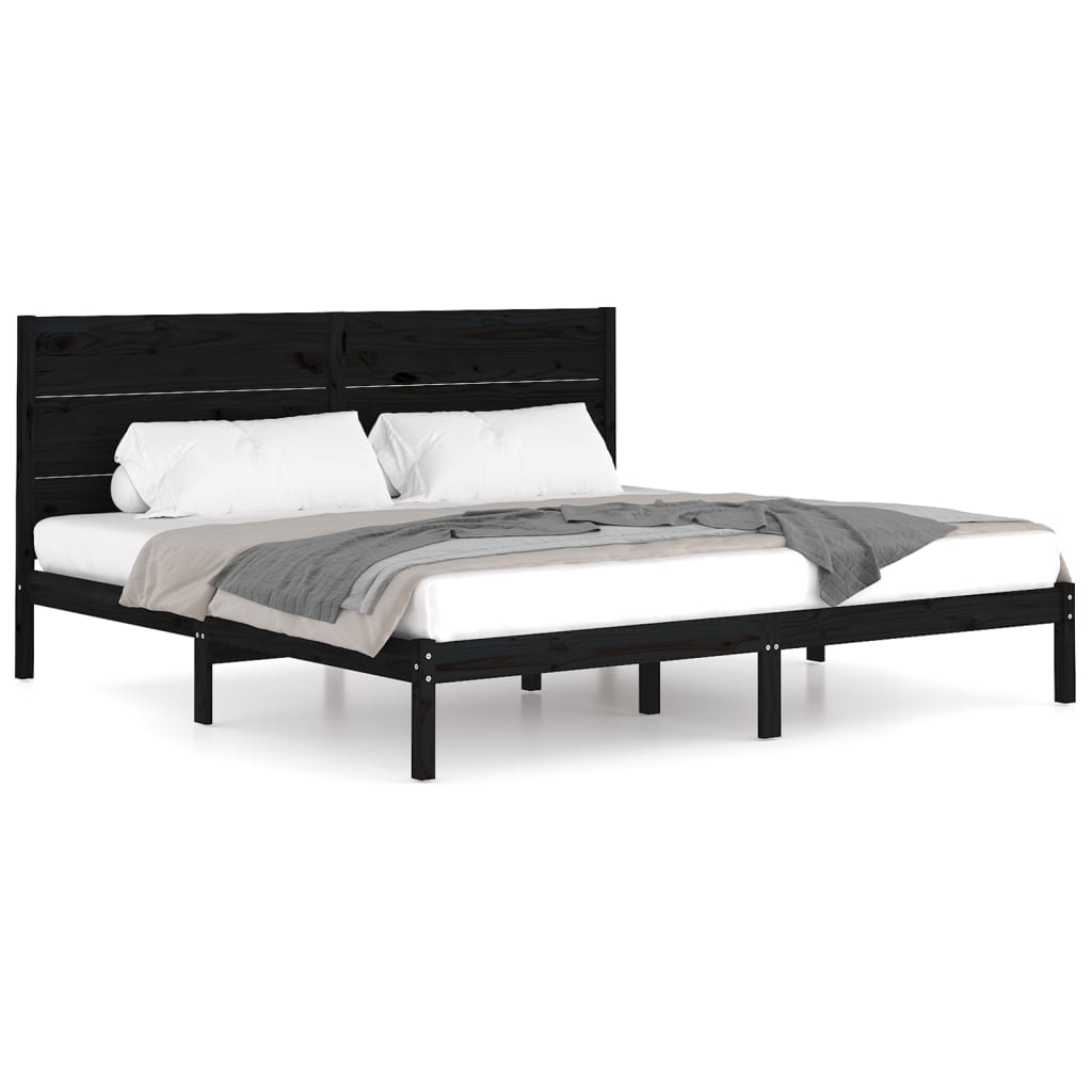 Bed Frame without Mattress Black 200x200 cm Solid Wood Pine