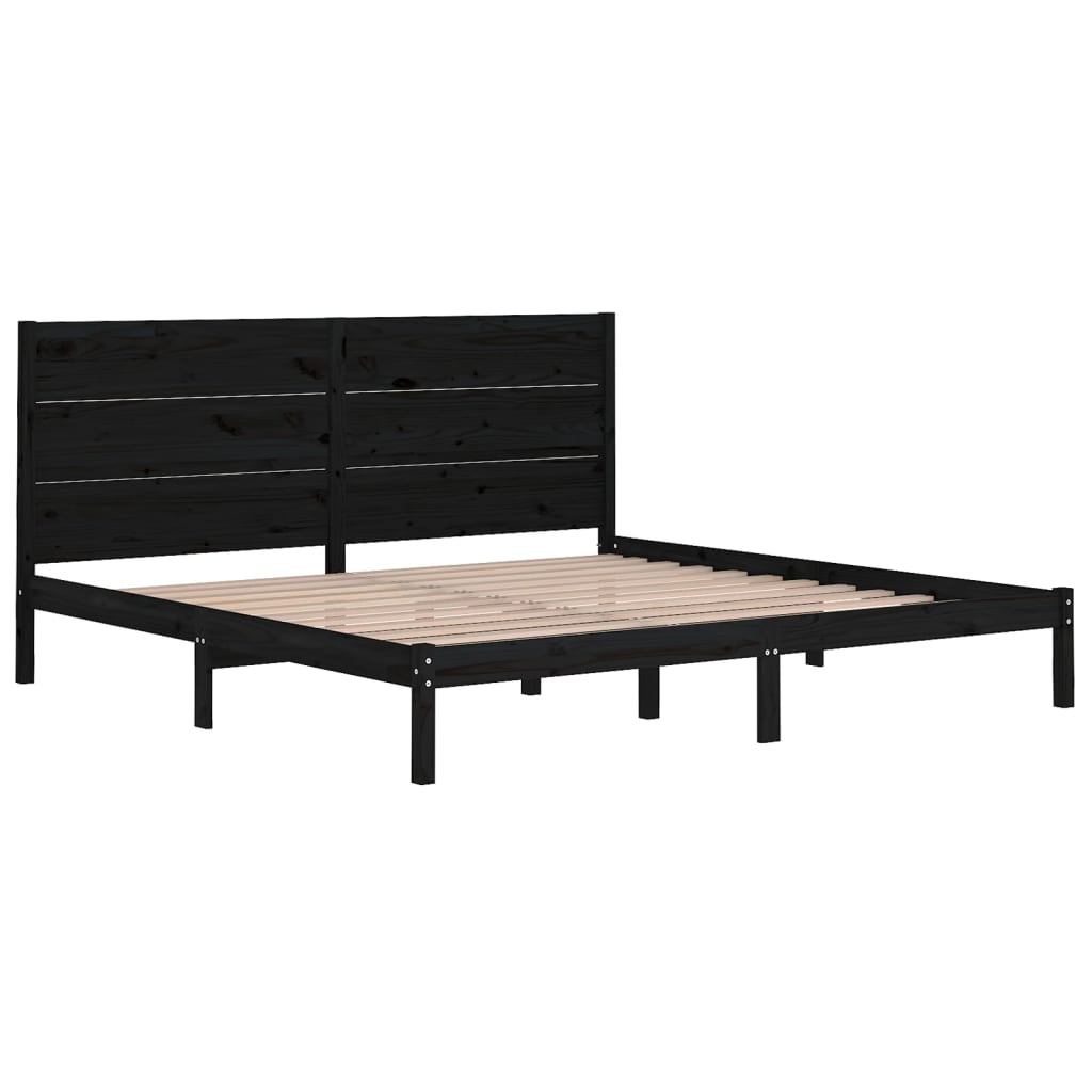 Bed Frame without Mattress Black 200x200 cm Solid Wood Pine