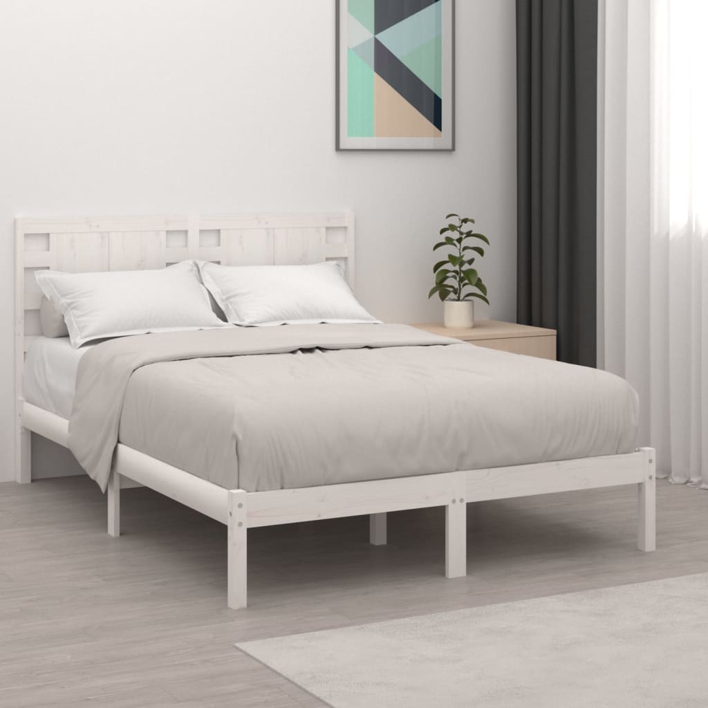 Bed Frame without Mattress White 120x190 cm Small Double Solid Wood