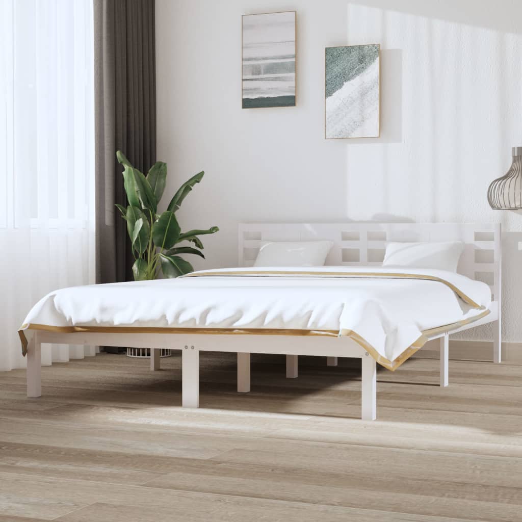 Bed Frame without Mattress White 120x200 cm Solid Wood Pine