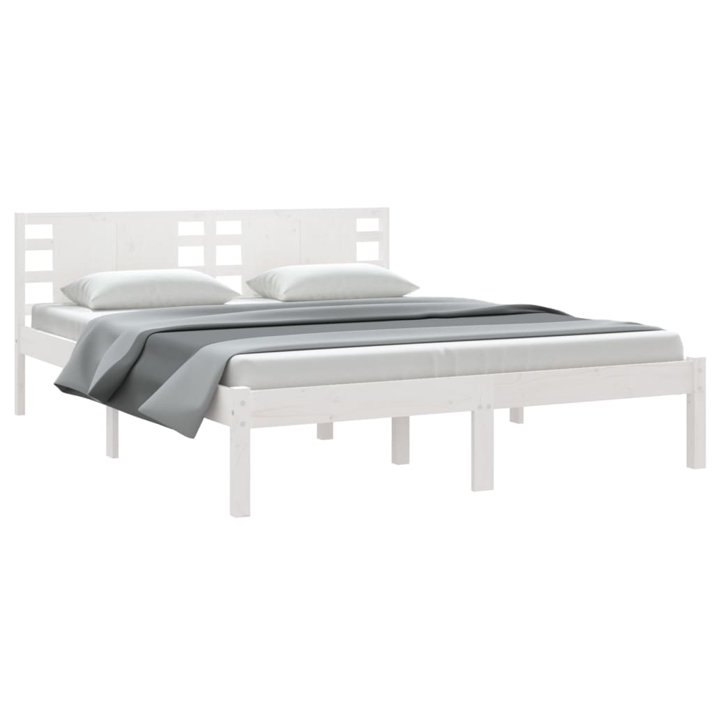 Bed Frame without Mattress White 150x200 cm King Size Solid Wood