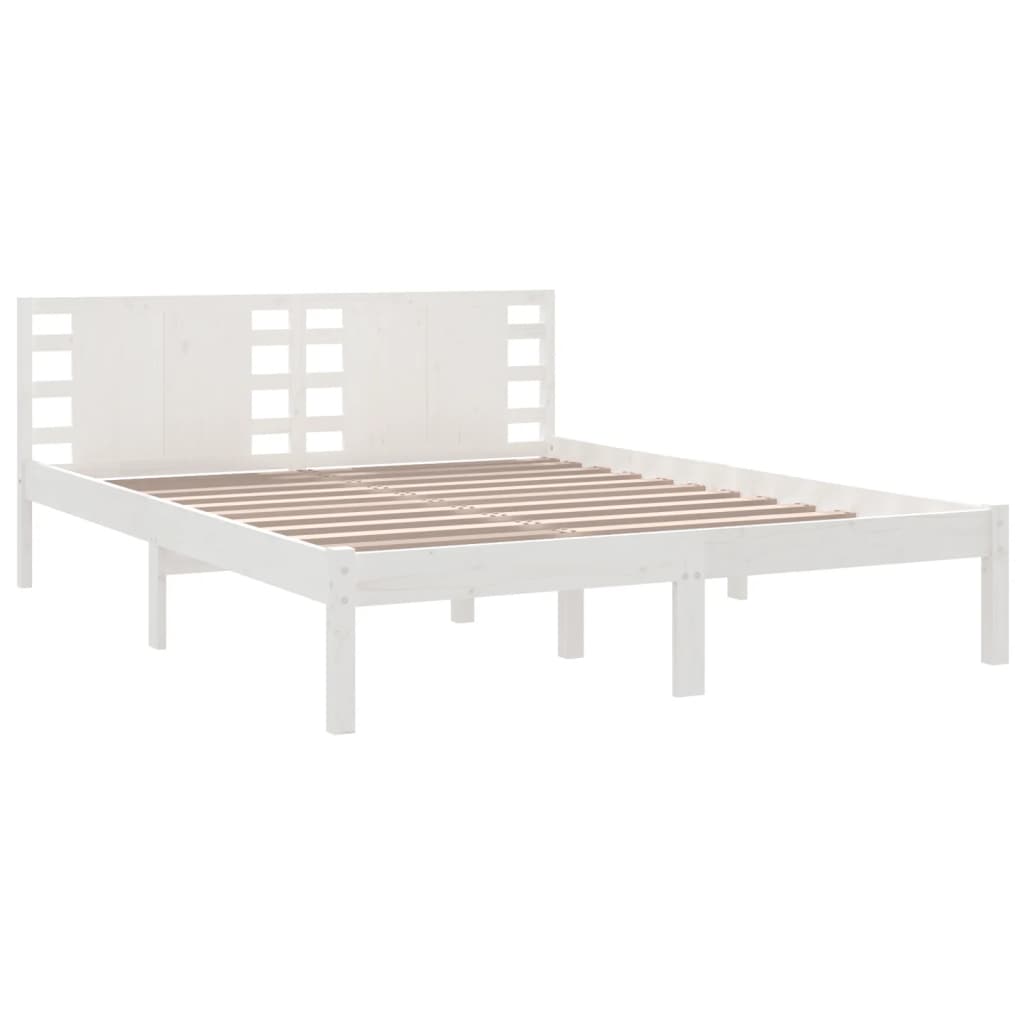 Bed Frame without Mattress White 150x200 cm King Size Solid Wood