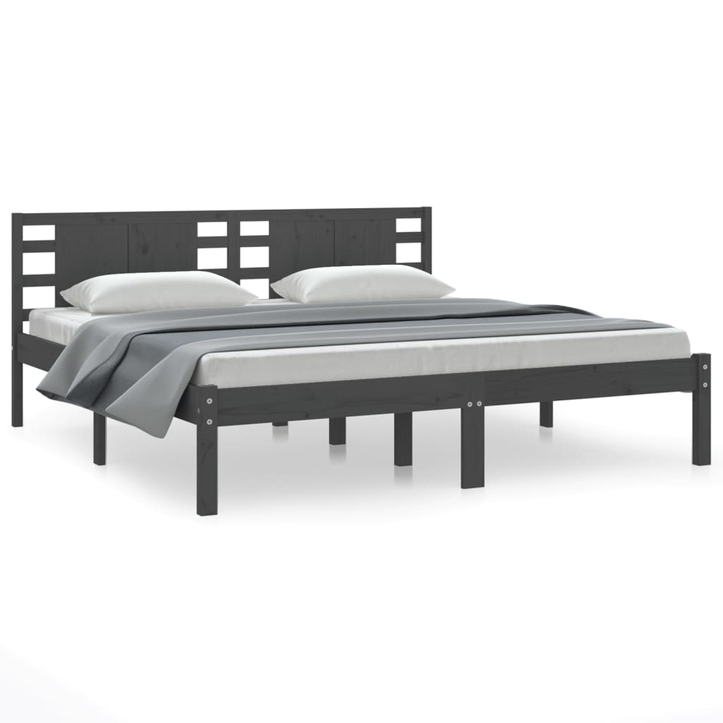 Bed Frame without Mattress Grey 200x200 cm Solid Wood Pine