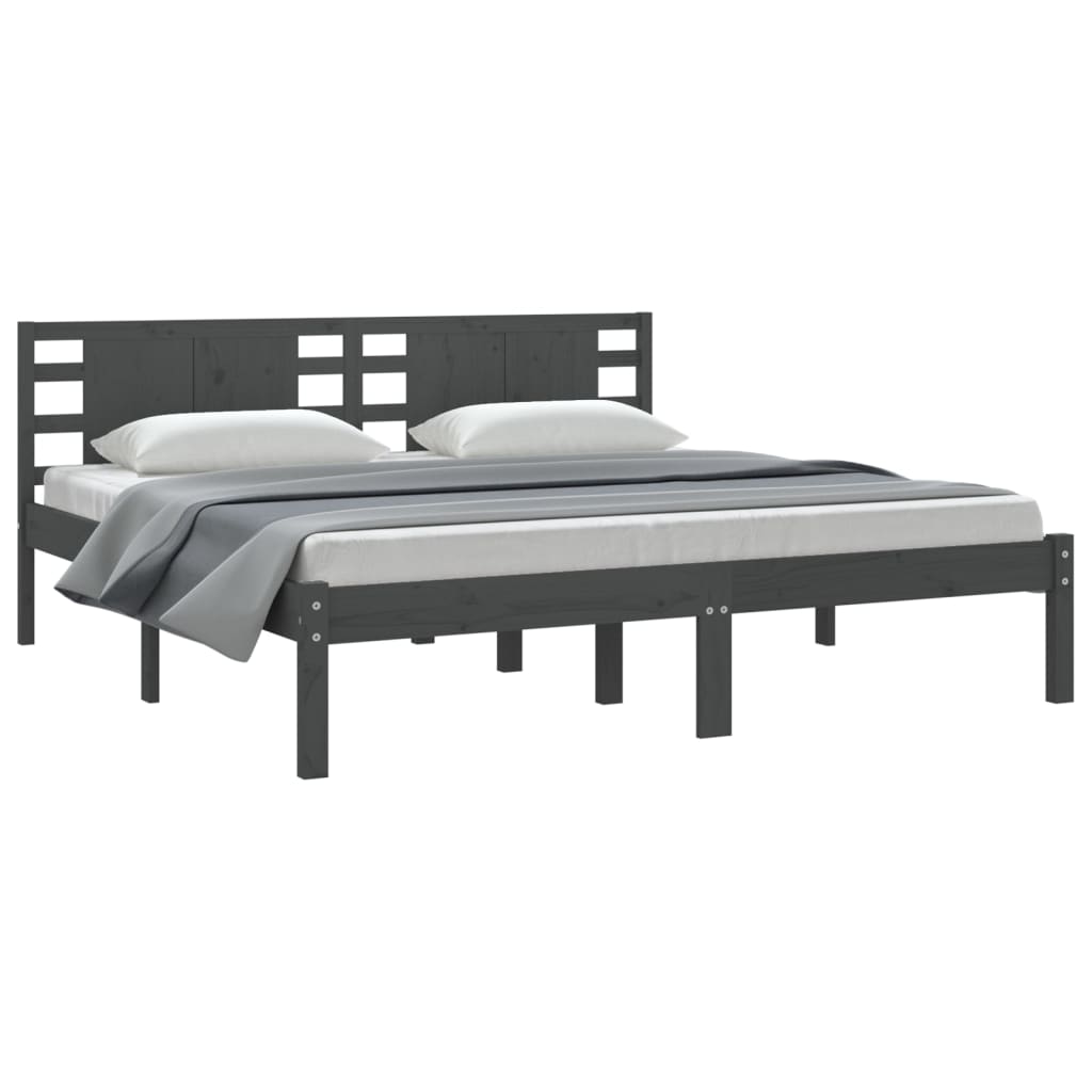Bed Frame without Mattress Grey 200x200 cm Solid Wood Pine