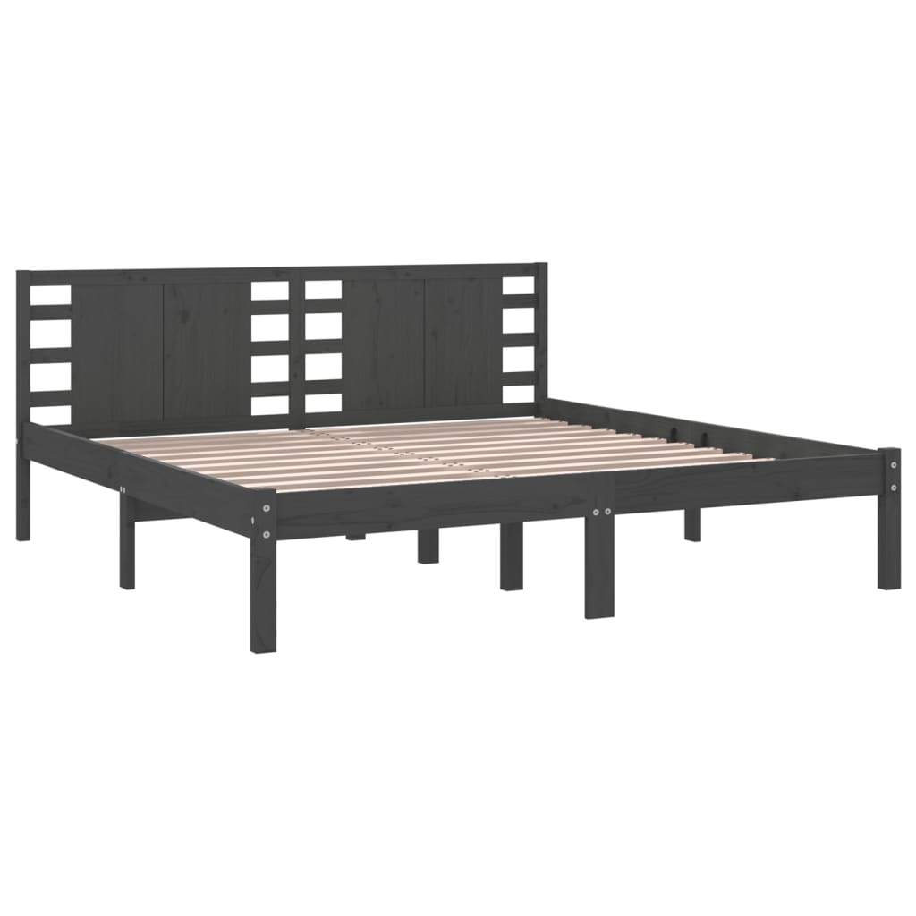 Bed Frame without Mattress Grey 200x200 cm Solid Wood Pine