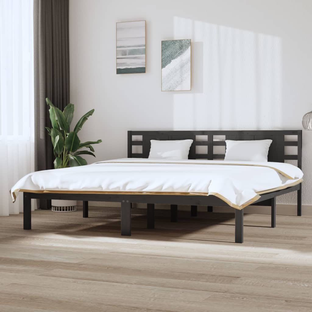 Bed Frame without Mattress Grey 200x200 cm Solid Wood Pine