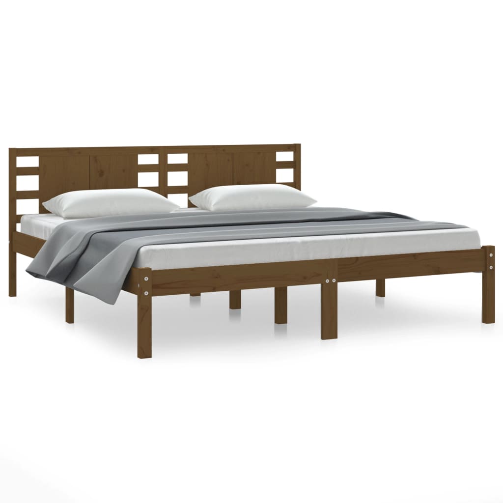 Bed Frame without Mattress Honey Brown 200x200 cm Solid Wood Pine