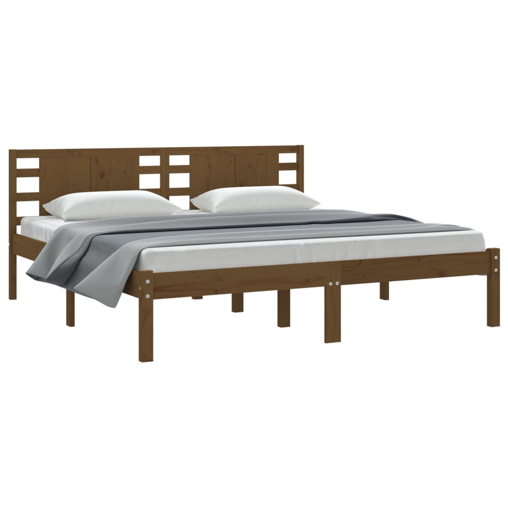 Bed Frame without Mattress Honey Brown 200x200 cm Solid Wood Pine