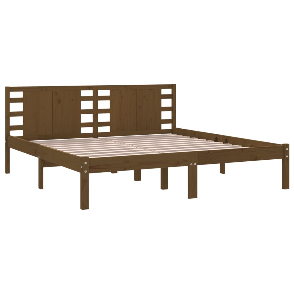 Bed Frame without Mattress Honey Brown 200x200 cm Solid Wood Pine