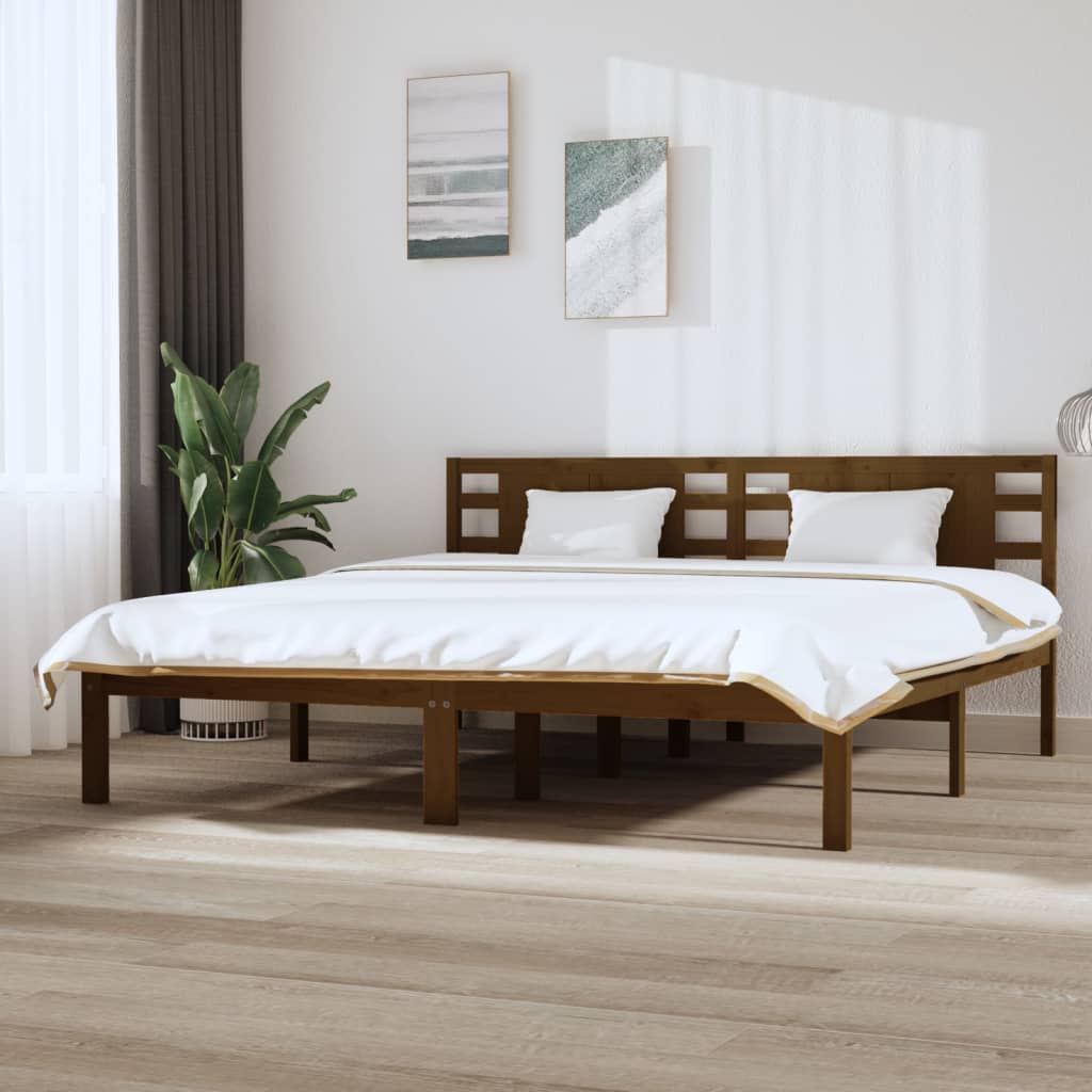 Bed Frame without Mattress Honey Brown 200x200 cm Solid Wood Pine