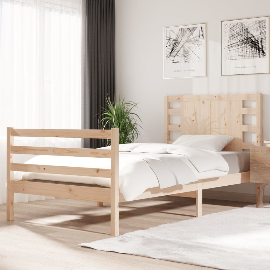 Bed Frame without Mattress 75x190 cm Small Single Solid Wood Pine