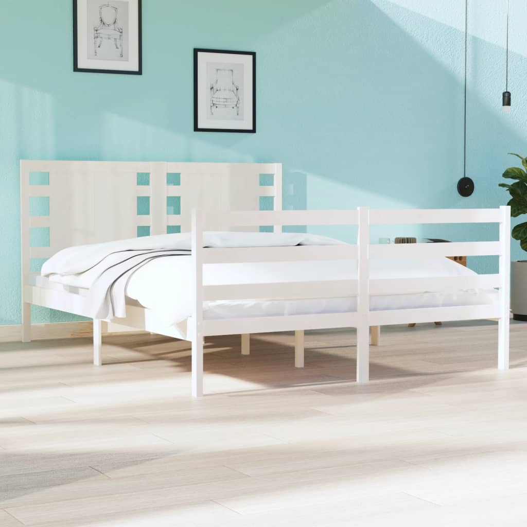 Bed Frame without Mattress White 120x190 cm Small Double Solid Wood Pine