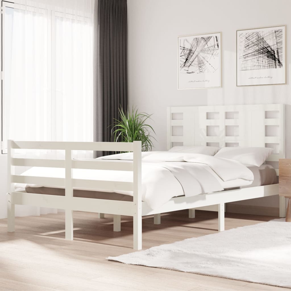 Bed Frame without Mattress White 120x200 cm Solid Wood Pine
