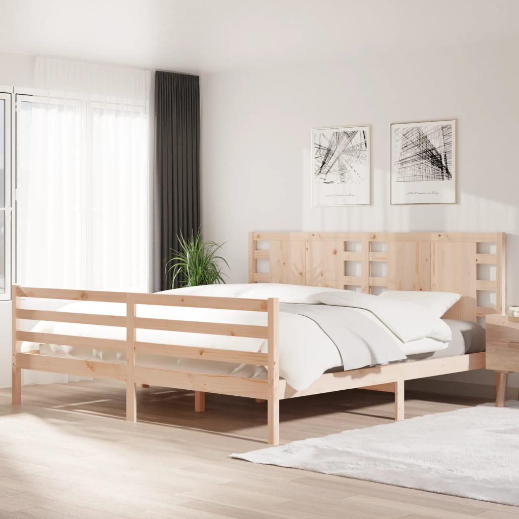 Bed Frame without Mattress 200x200 cm Solid Wood Pine
