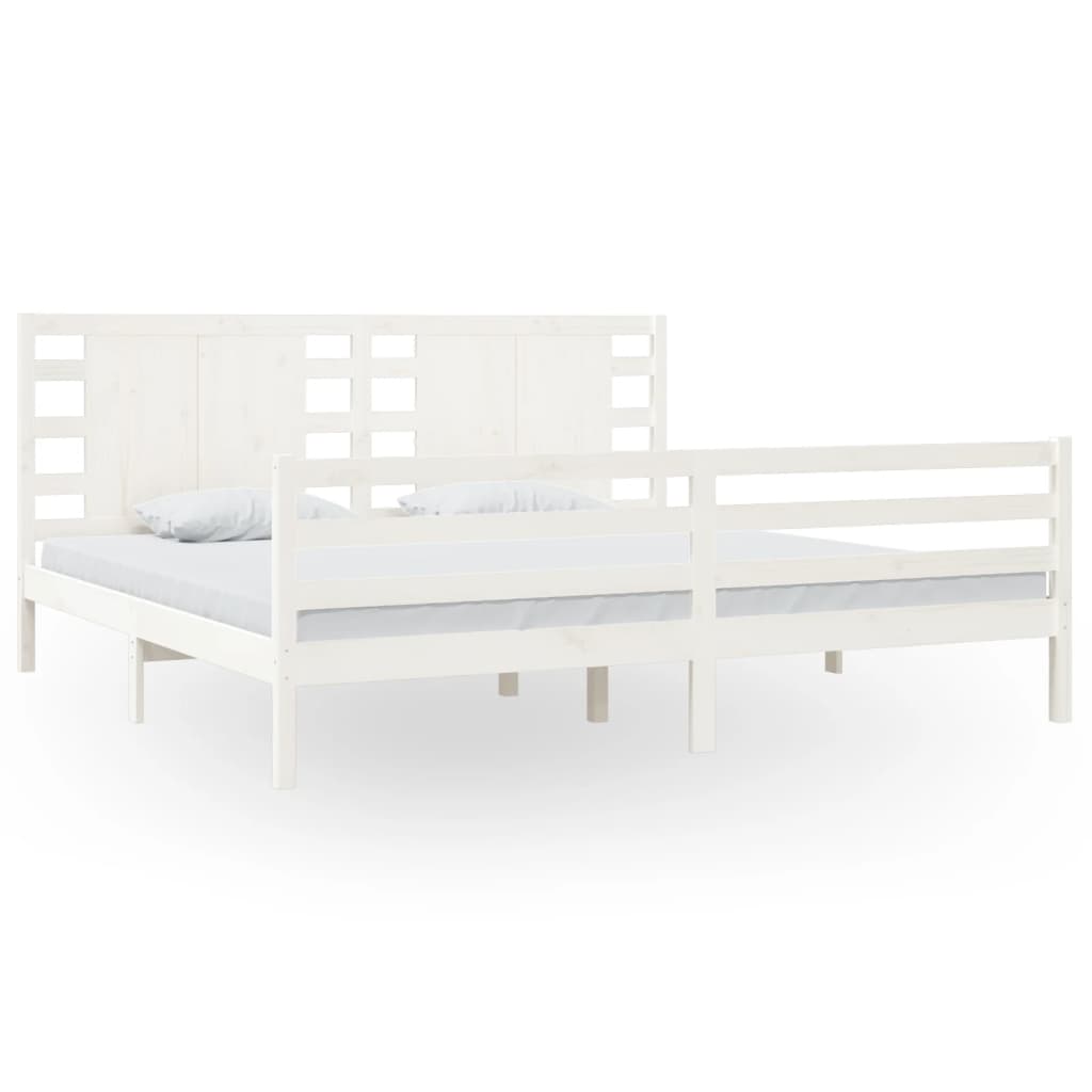 Bed Frame without Mattress White 200x200 cm Solid Wood Pine