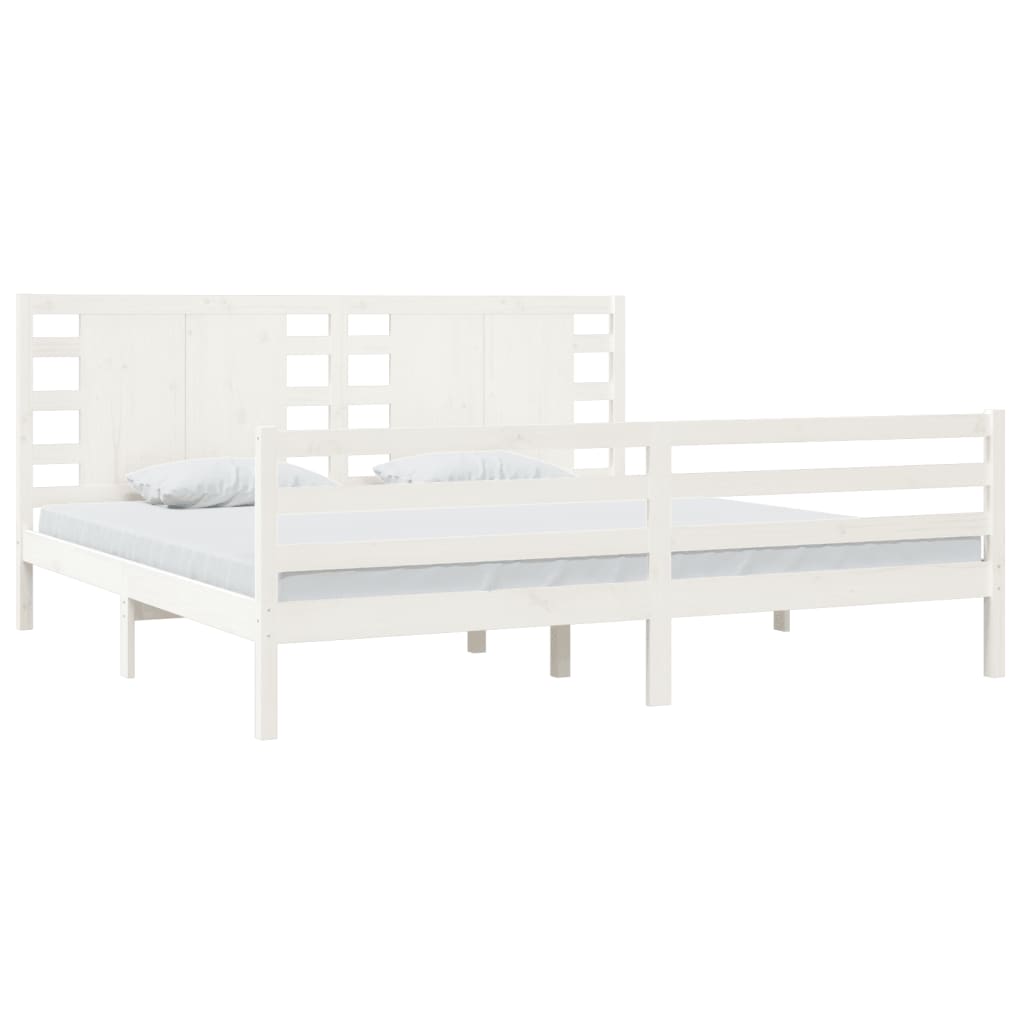 Bed Frame without Mattress White 200x200 cm Solid Wood Pine