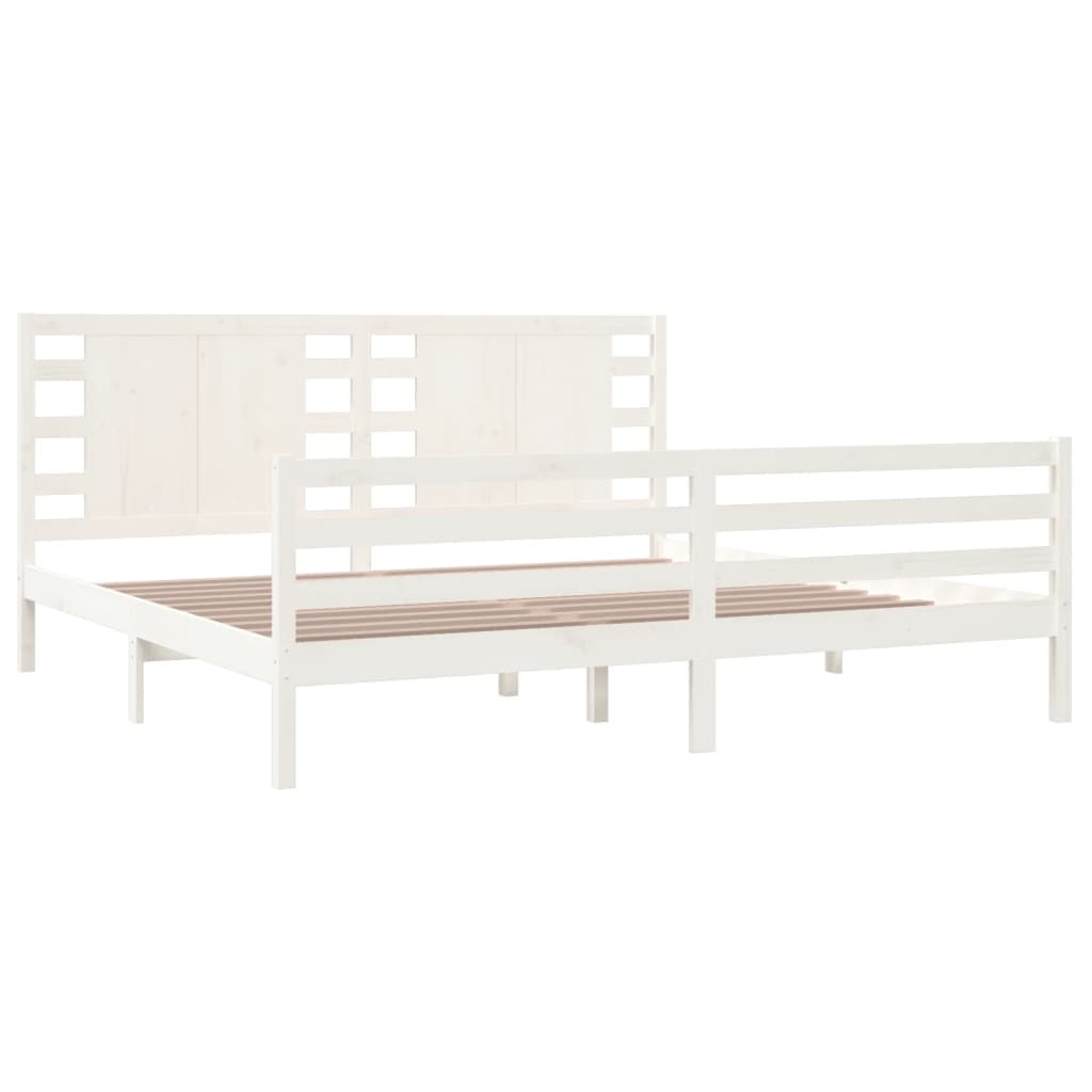 Bed Frame without Mattress White 200x200 cm Solid Wood Pine