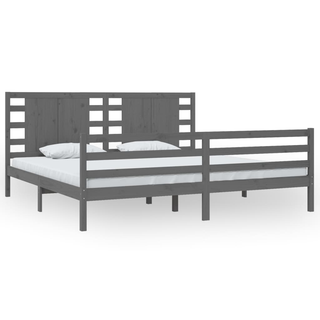 Bed Frame without Mattress Grey 200x200 cm Solid Wood Pine