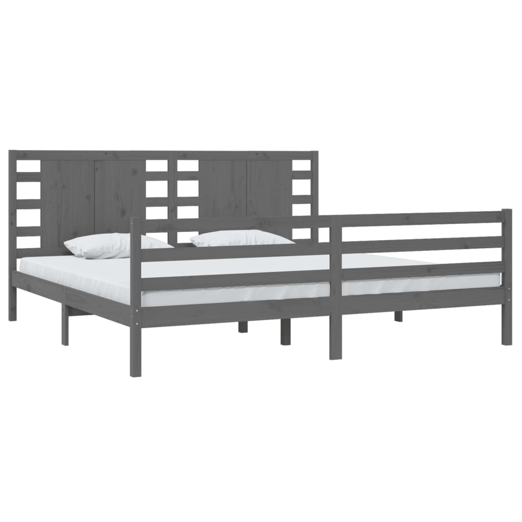 Bed Frame without Mattress Grey 200x200 cm Solid Wood Pine