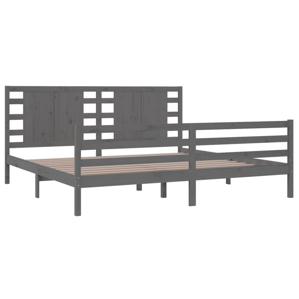 Bed Frame without Mattress Grey 200x200 cm Solid Wood Pine