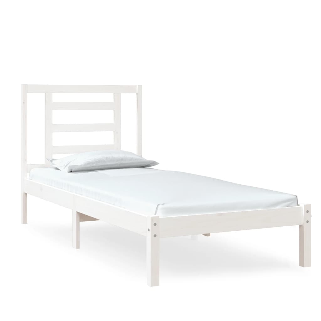 Bed Frame without Mattress White 75x190 cm Small Single Solid Wood